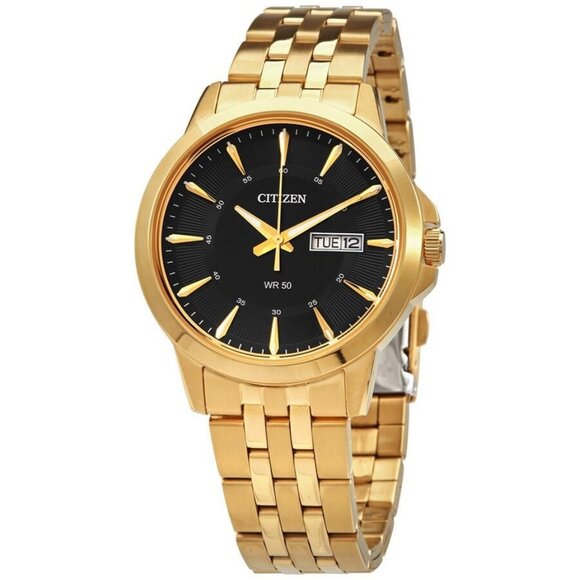 NWT Authentic Citizen Quartz Black Dial Gold-tone Men's Watch - Picture 1 of 3